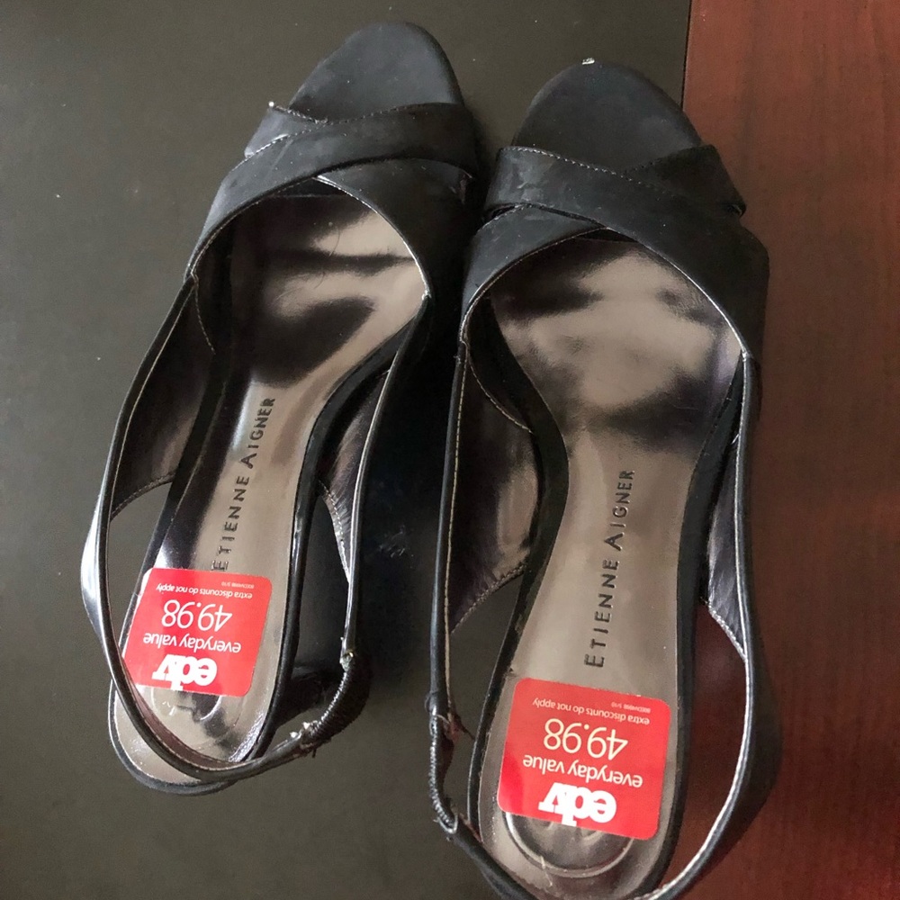 Etienne Aigner black sandals size 6.5 - high heels 3 inches- brand new with box